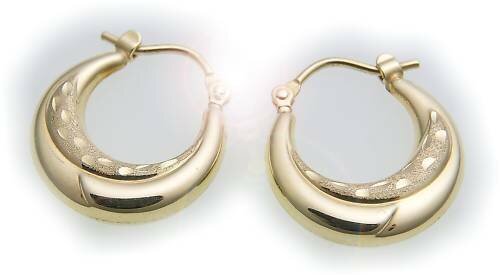 Damen Ohrringe Creolen echt Gold 333 diamantiert mattiert 8kt Ohrschmuck Gelbgold