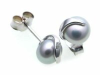 Ohrringe Zuchtperlen 7,5 mm Weißgold 585 Perle Stecker Ohrstecker 585er Gold