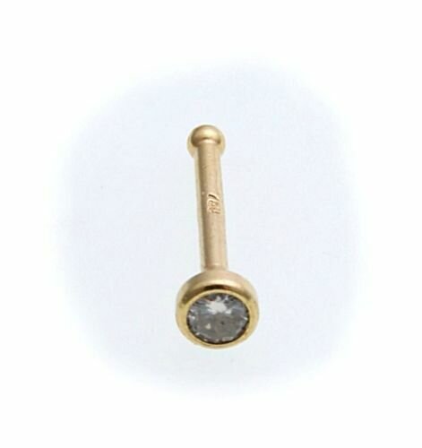 Piercing Nase echt Gold 750 mit Brillant Nasenstecker Gelbgold Diamant Neu 18kt