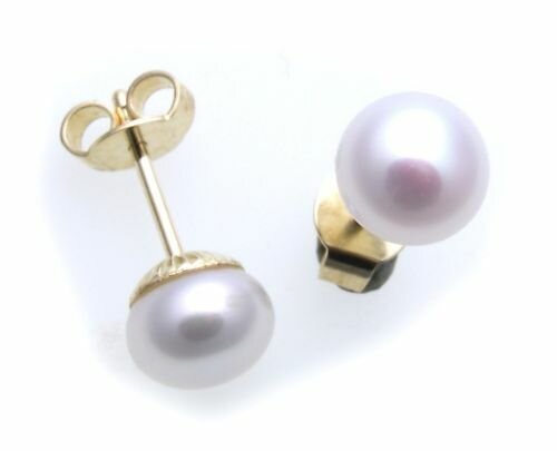 Damen Ohrringe echt Süßwasserzuchtperlen 7 mm Gold 585 Perlen Gelbgold N6888 SWP