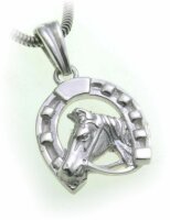 Anhänger Pferd mit Hufeisen echt Silber 925 Unisex reiten Sterlingsilber Pferde