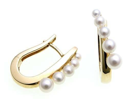 Damen Ohrringe Klapp Creolen Gold 333 Perlen 2,5- 4,5 mm Gelbgold 8kt neu