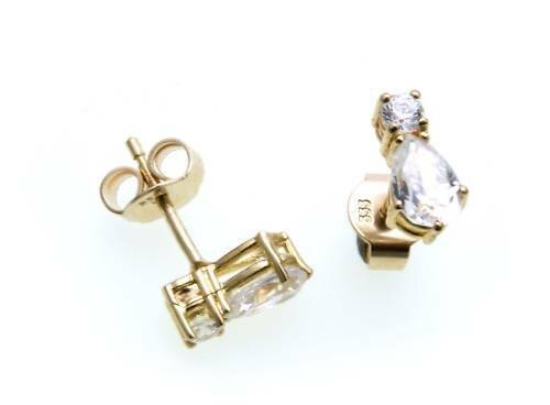 Damen Ohrringe Stecker  Zirkonia echt Gold 585 Ohrstecker  Gelbgold N6931 ZI 5