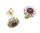 Damen Ohrringe Stecker echt Rubin rund Gold 585 Zirkonia Gelbgold Ohrstecker