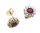 Damen Ohrringe Stecker echt Rubin rund Gold 585 Zirkonia Gelbgold Ohrstecker