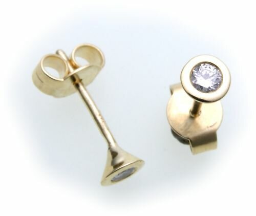 Damen Ohrringe Stecker Gold 585 Brillant 0,16 SI Diamant Ohrstecker Gelbgold