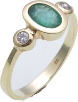 Damen Ring Brillant 0,10 ct. echt Smaragd 7 x 5 mm in...