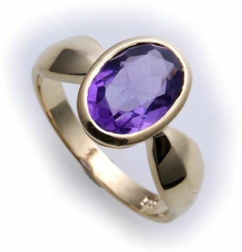 Damen Ring echt Amethyst 10 x 7 echt Gold 333 Zarge Gelbgold