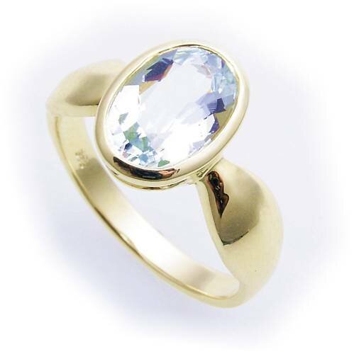 Damen Ring echt Aquamarin 10 x 7 echt Gold 333 Zarge Gelbgold