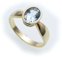 Damen Ring echt Aquamarin 8 x 6 echt Gold 333 Zarge Gelbgold