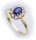 Damen Ring echt Safir 6 x 4 echt Gold 585 Zirkonia Gelbgold Saphir 14 karat Neu