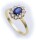 Damen Ring echt Safir 6 x 4 echt Gold 585 Zirkonia Gelbgold Saphir 14 karat Neu