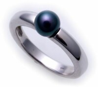 Damen Ring echt Weißgold 333 Perle grau 6,5 mm 8kt...