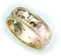 Damen Ring Elefant echt Gold 585 teilmatt Gelbgold 14kt Unisex Qualität