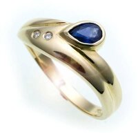 Damen Ring Safir Saphir echt Gold 333 karat Brillant 0,02ct Gelbgold Diamant Neu