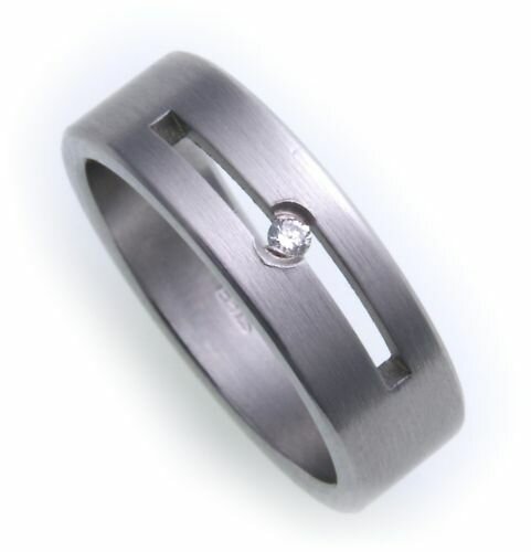 Damenring Ring Edelstahl Brillant 0,02ct mattiert Diamant Neu D1026 BR