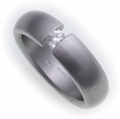 Damenring Ring Edelstahl mattiert m Zirkonia Spannring D1015 ZI