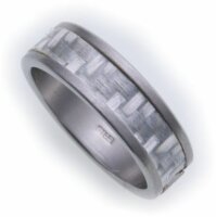 Damenring Ring Edelstahl mit echt Carboneinlage