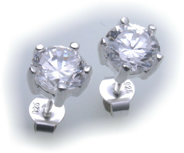 exkl. Ohrringe Stecker echt Silber 925 Zirkonia großer Stein Sterlingsilber