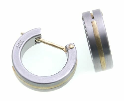 Ohrringe Creolen aus Edelstahl m Gold Damen Herren 14mm