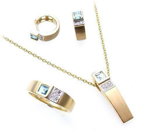 Creolen 333 Echtes Gold Schmuck Set Schmuckset Brillant Echt