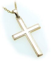 Anhänger Kreuz Rand mattiert echt Gold 585 massiv 35 mm Gelbgold Unisex