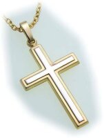 Anhänger Kreuz teilmatt. rhod.echt Gold 333 32 mm Gelbgold Unisex massiv