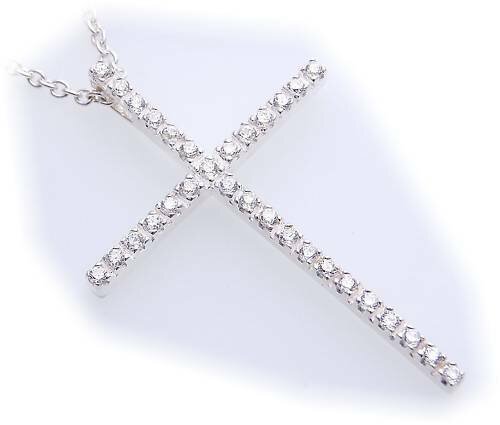 Anhänger Kreuz Zirkonia echt Silber 925 41 mm Sterlingsilber Damen
