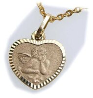 Anhänger Schutzengel Gott schütze dich teilmatt. 585 Gold Gelbgold Unisex Geschenk