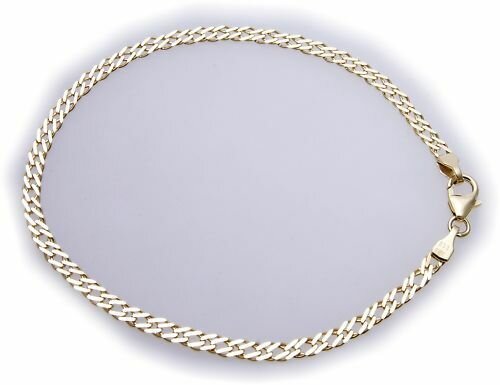 Armband Doppelpanzerkette in Gold 333 19 cm teilrhod. Gelbgold Unisex