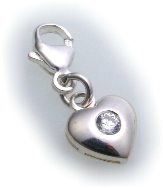 Charm Herz Zirkonia Silber 925 Einhänger Bettelarmband Charms  Sterlingsilber