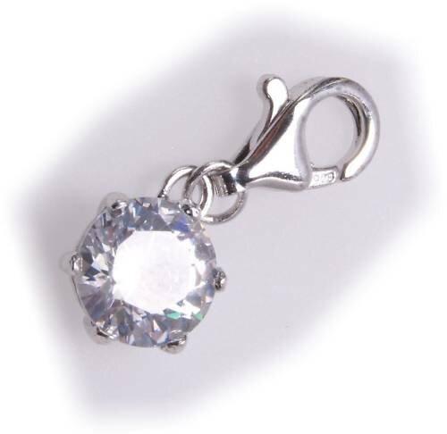 Charm rund Chaton Zirkonia Silber 925 Einhänger Sterlingsilber Qualität