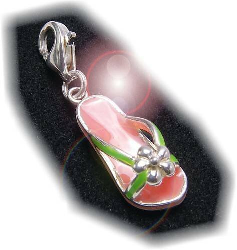 Charm Sandale pink Silber 925 Bettelarmband Einhänger Sterlingsilber Qualität