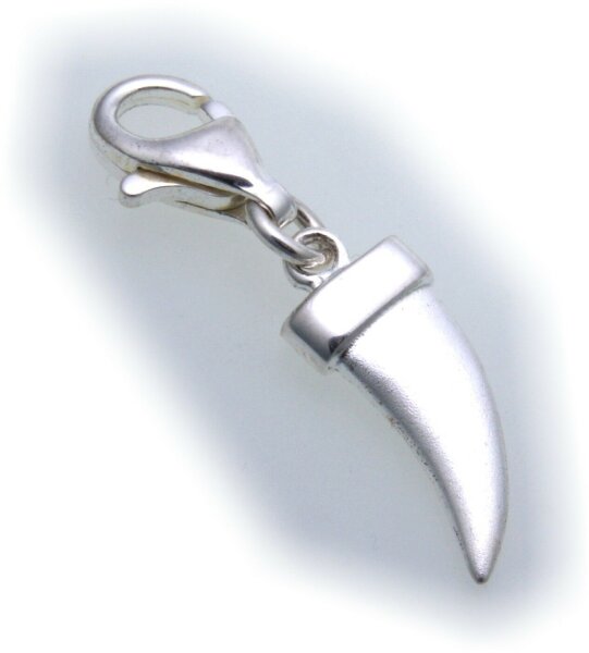 Charm Zahn echt Silber 925 matt Einhänger Charms Bettelarmband Sterlingsilber