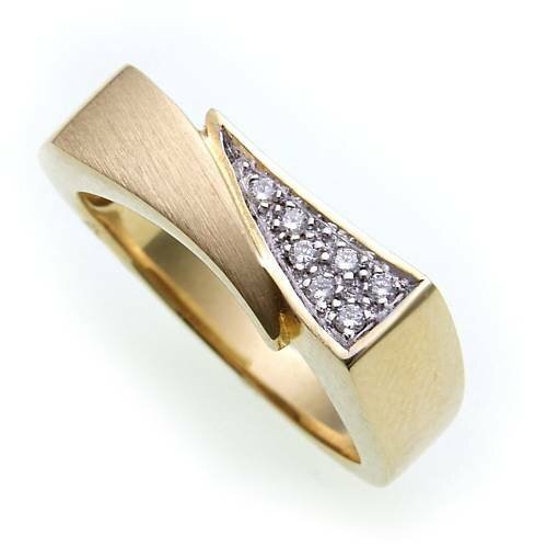 Damen Ring Brillant 0,08 carat echt Gold 585 teilmatt Gelbgold Qualität SI
