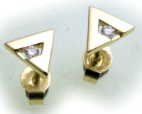 Damen Ohrringe Stecker Gold 585 Brillant 0,05ct SI Gelbgold Diamant matt Glanz
