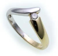 Damen Ring Brillant 0,10ct echt Gold 585 Bicolor Gelbgold Qualität SI Z1562 BR