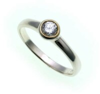 Damen Ring echt Silber 925 mit 1 Zirkonia vergold....