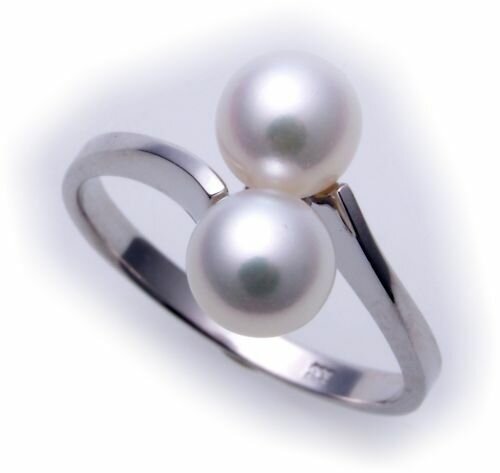 Damen Ring echt Weißgold 333 Perlen 6 mm Supergünstig 333er- Gold