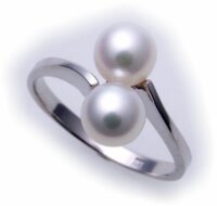 Damen Ring echt Weißgold 333 Perlen 6 mm...