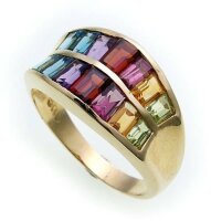 Damen Ring echte Edelsteine farb Gold 585 Regenbogen...