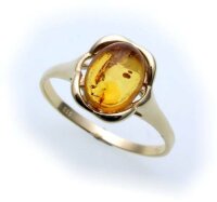 Damen Ring echter Bernstein aus de Ostsee echt Gold 585...