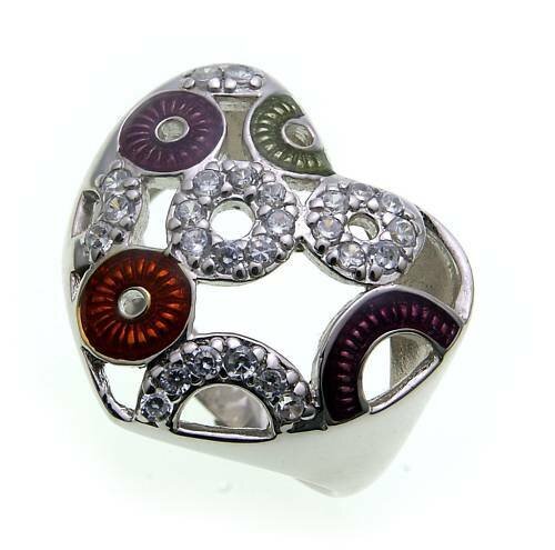 Damen Ring Herzform Zirkonia echt Silber 925 mit Lack Sterlingsilber
