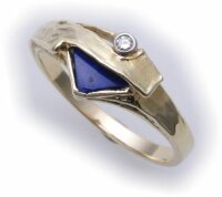 Damen Ring Lapis mit Brillant 0,02ct echt Gold 333 Gelbgold Diamant Qualität