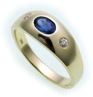 Damen Ring Safir echt Gold 585 14 karat Brillant 0,10ct...