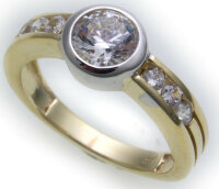 Damen Ring echt Gelbgold Bicolor 333 8kt Zirkonia Gold Top Qualität Solitär