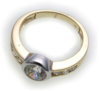 Damen Ring echt Gelbgold Bicolor 333 8kt Zirkonia Gold...