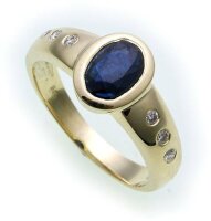 Damen Ring Safir Saphir 7x5 echt Gold 585 14 karat 0,12ct...