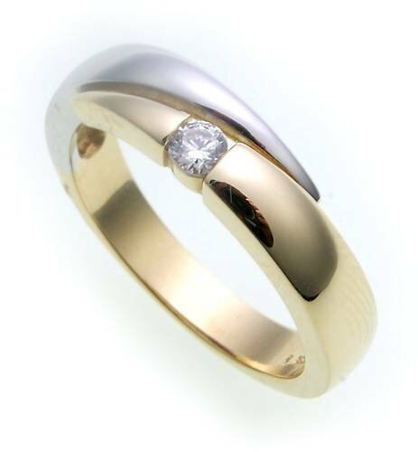 Damen Ring echt Gold 333 Bicolor Zirkonia poliert Gelbgold Qualität