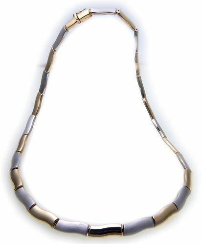 exklusives Collier echt Gold 585 Bicolor teilmatt 14kt Damen Gelbgold